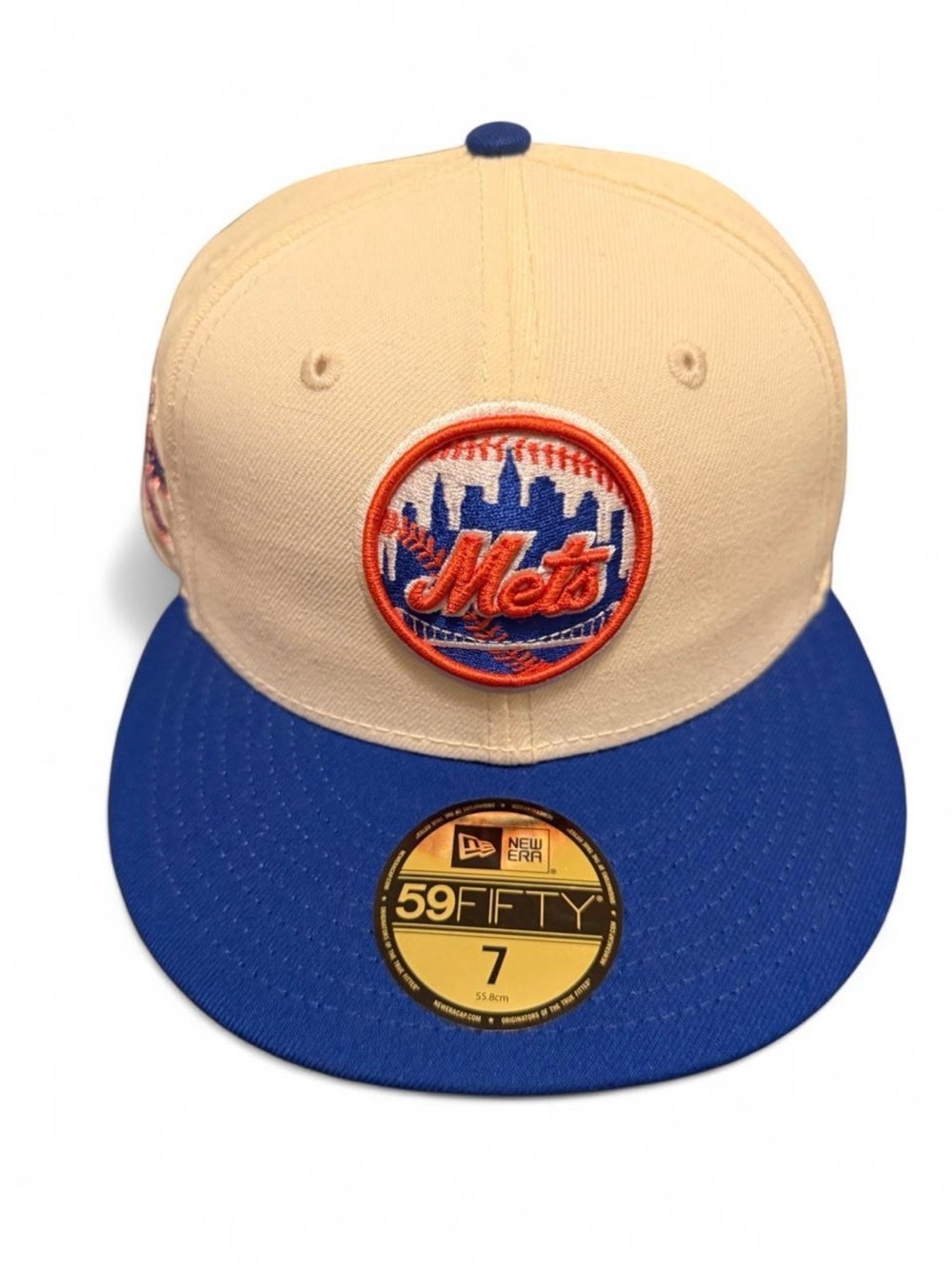 New Era Kids Cream and Blue Mets 59FIFTY Fitted Cap